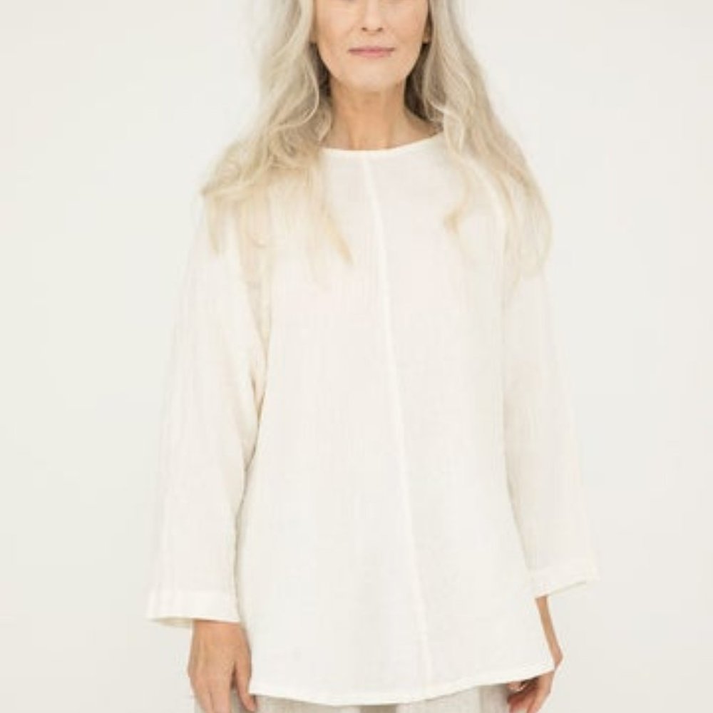 Elizabeth Suzann Artist Smock in Ivory Gauze Linen (Size OSM)
